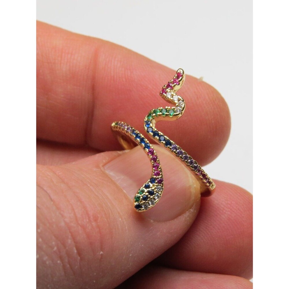 14k Diamond-ruby-sapphire-emerald snake Ring